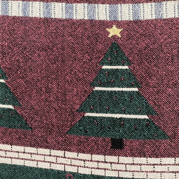 Lillian Vernon Christmas Tapestry Throw Blanket Reversible Stockings Snowmen - Picture 7 of 9
